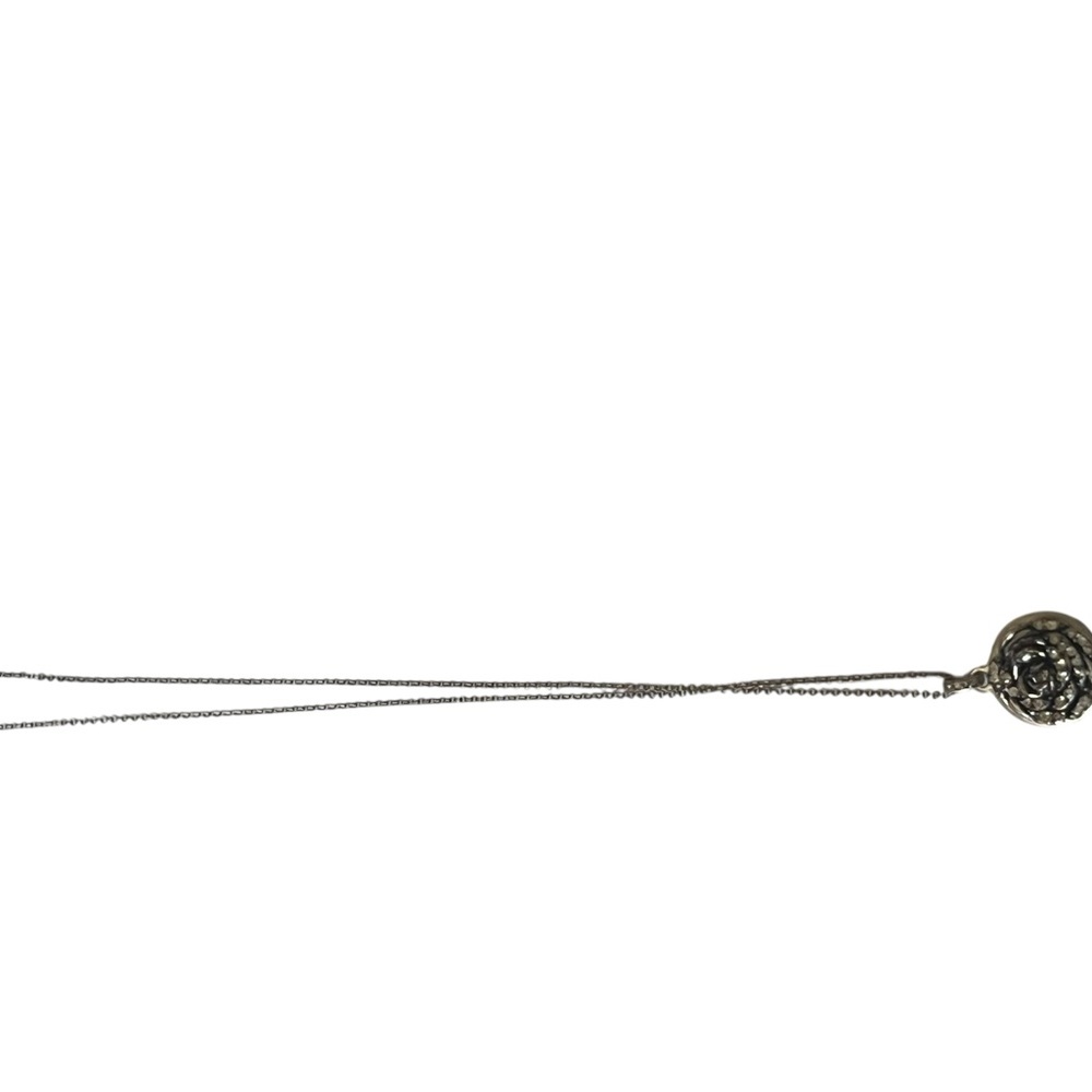 Fossil Silver Tone Flower Pendant Necklace